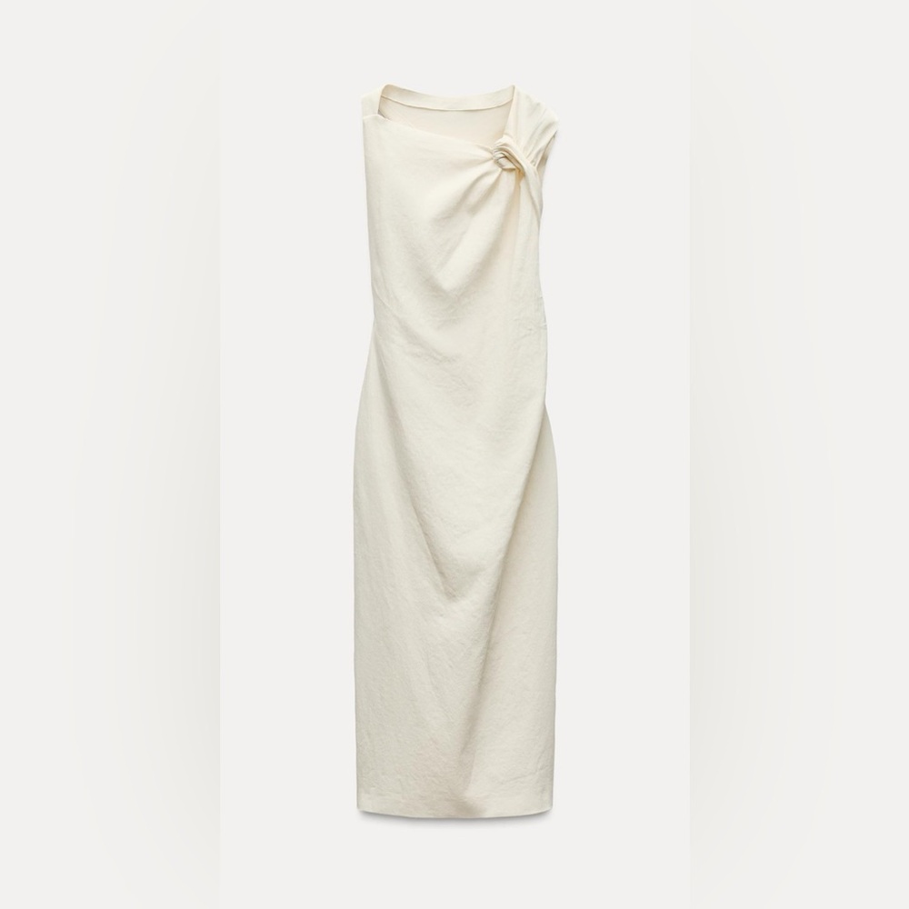 NWT ZARA LINEN BLEND KNOTTED DRESS ZW COLLECTION - Picture 7 of 12